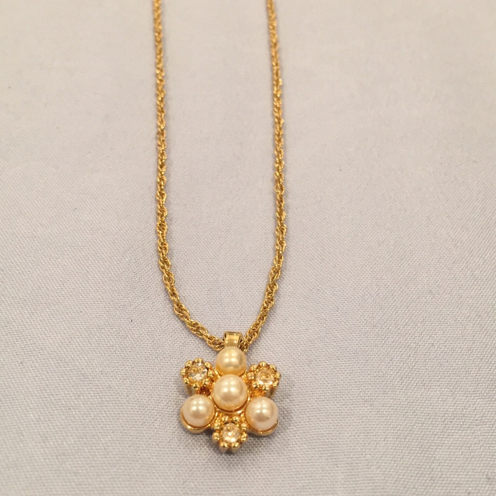D’ORLAN Gold chain necklace with pearls & c.z.